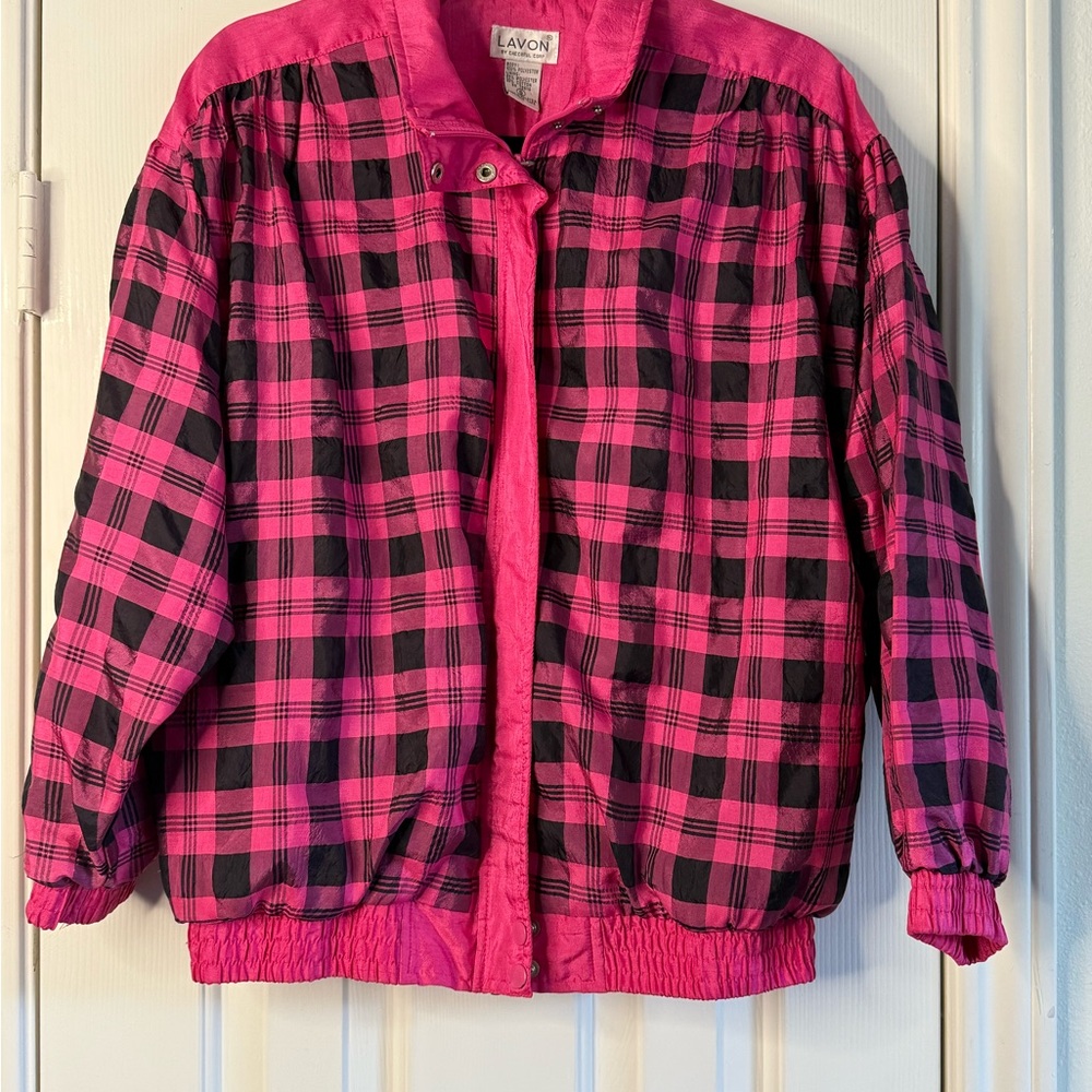 Pink and Black Plaid Jacket